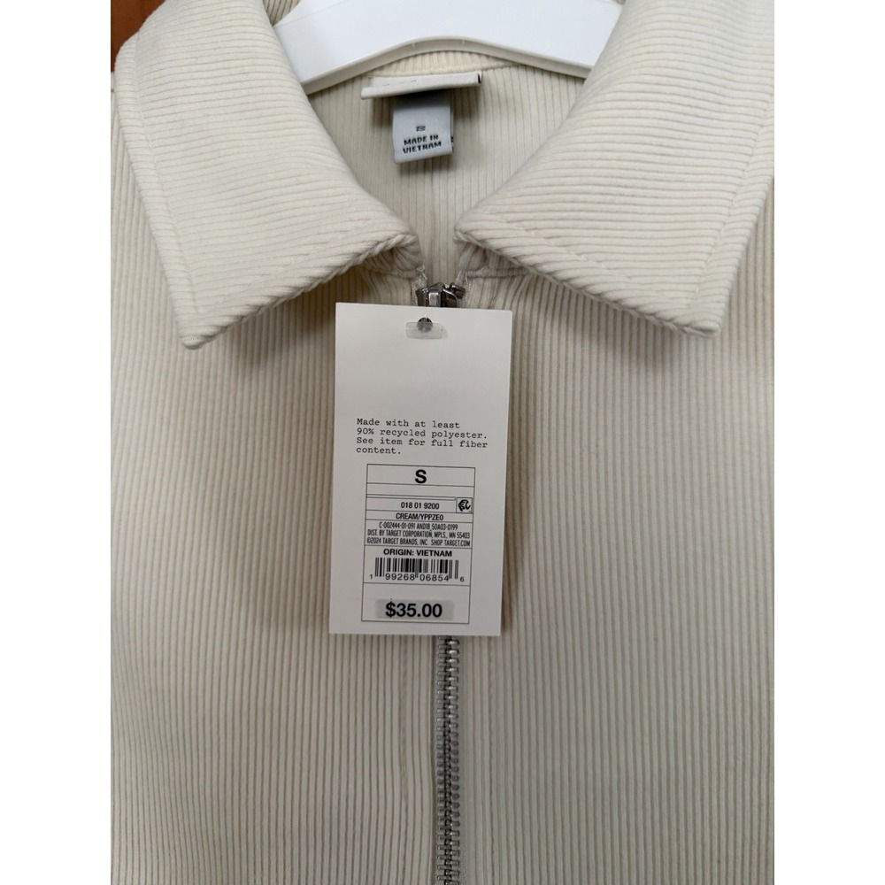 Women's A New Day Cream Ribbed Double Zipper Light Weight Jacket Size Small NWT - Picture 3 of 5